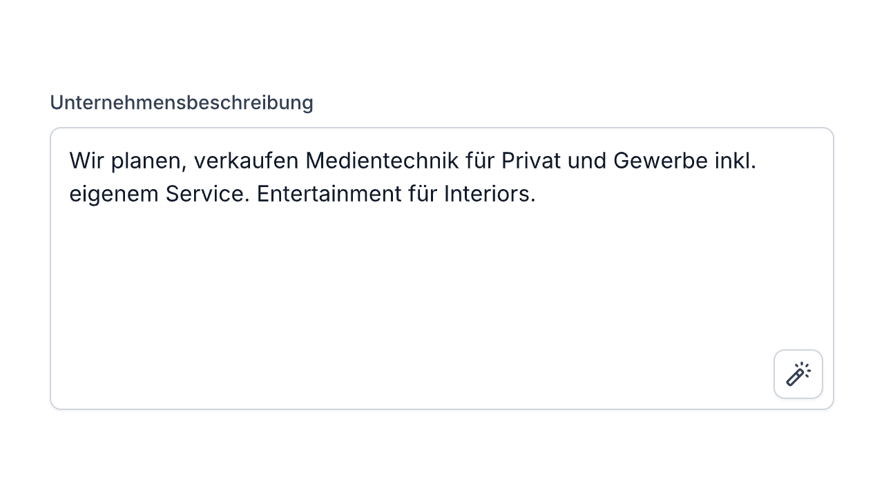 KI-Copilot verbessert eine Unternehmensbeschreibung